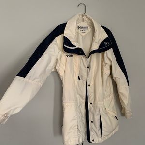Columbia Sportswear White & Navy Blue Jacket Sz Large